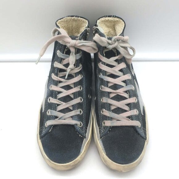 Golden Goose Francy Canvas High Top Sneakers Black with Silver Star Size 36 - Picture 3 of 10